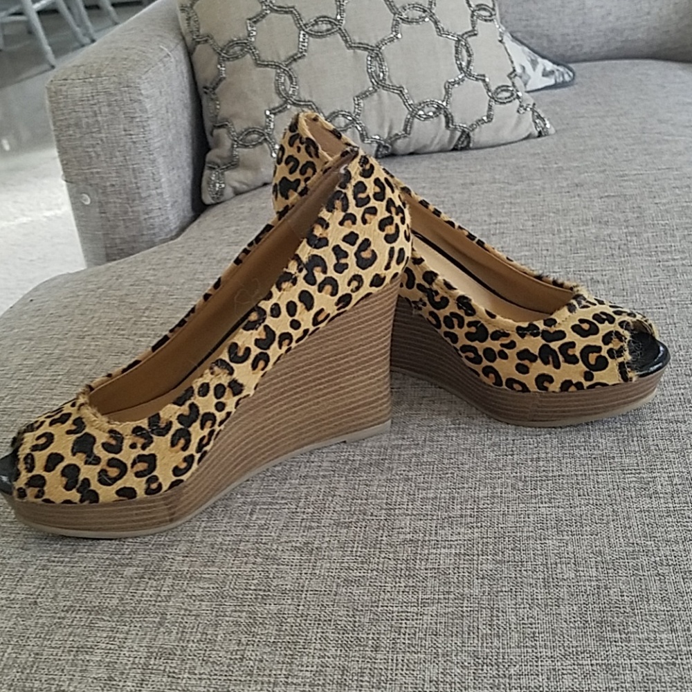 Cheetah Print Wedges with Peep Toes